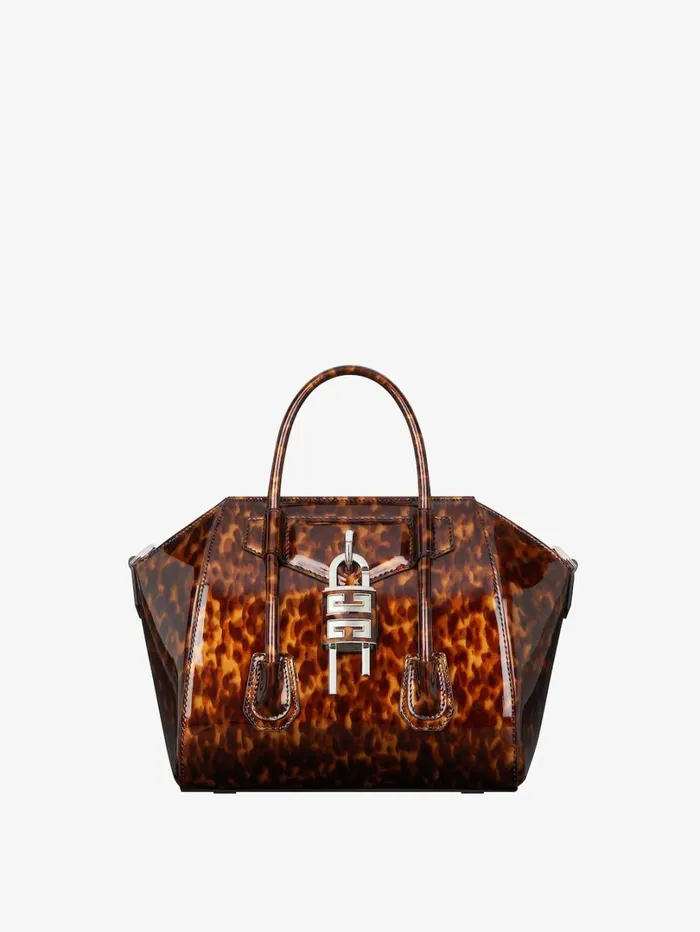 Givenchy Mini Antigona Lock Bag In Tortoiseshell Leather Blackbrown Women Crossbody Bags