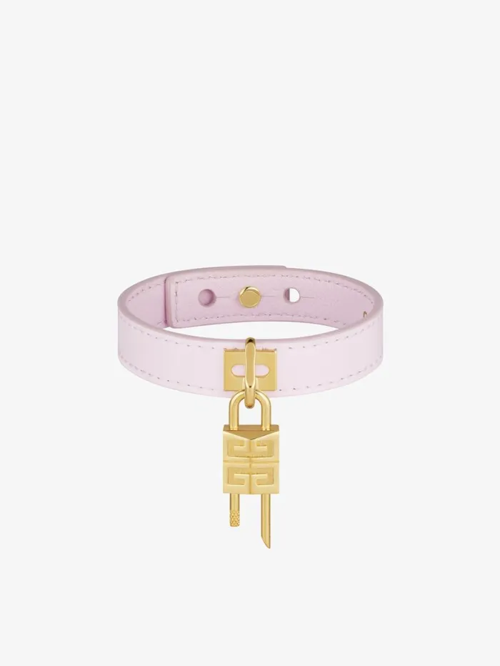 Givenchy Mini Lock Bracelet In Metal And Leather Blossom Pink Women Jewelry