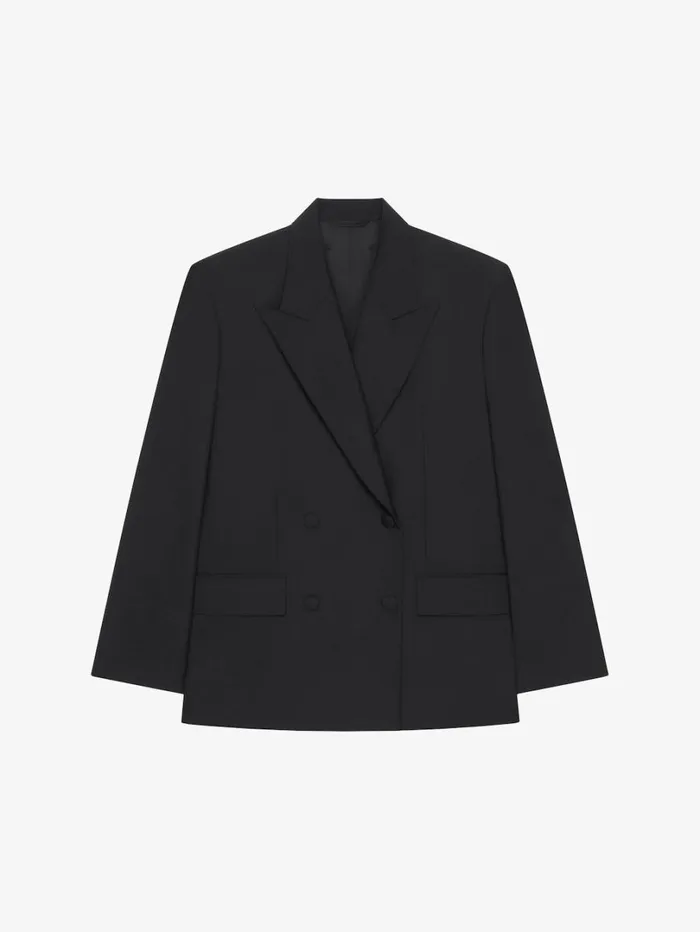 Givenchy Oversized Double Breasted Jacket In Wool And Mohair Black Women Coats and Jackets