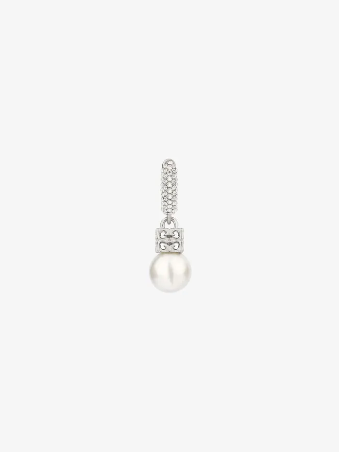 Givenchy Pearl Earcuff In Metal With Crystals Whitesilvery Women Jewelry