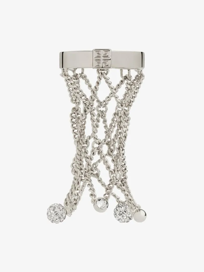 Givenchy Pearling Ring In Metal With Pearls And Crystals Whitesilvery Women Jewelry