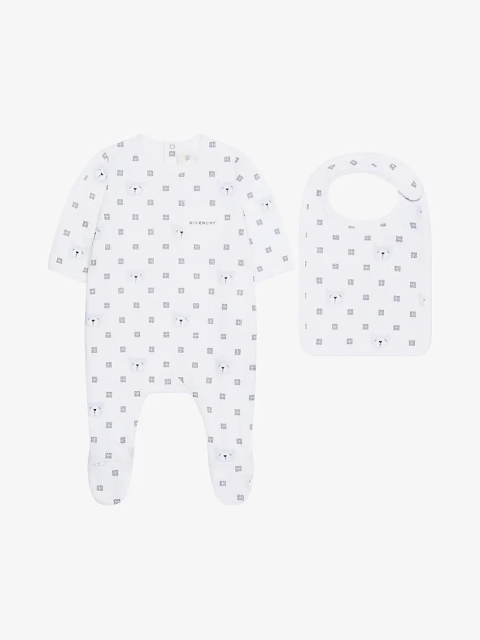 Givenchy Pyjamas Bib And Case In 4G Cotton Gift Set White WomenMen Baby 1 Month To 3 Years