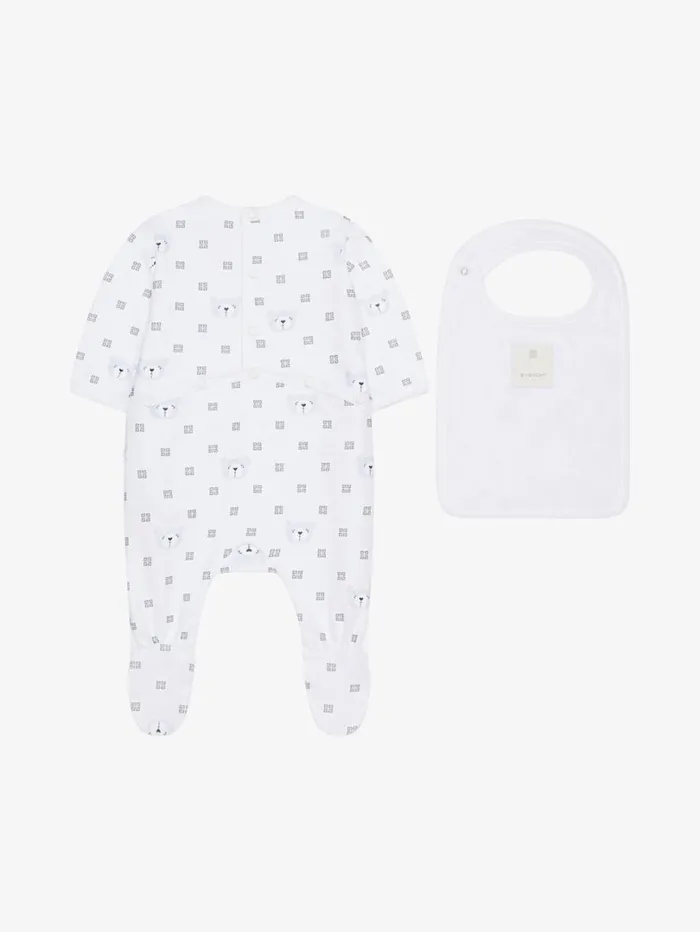 Givenchy Pyjamas Bib And Case In 4G Cotton Gift Set White WomenMen Baby 1 Month To 3 Years