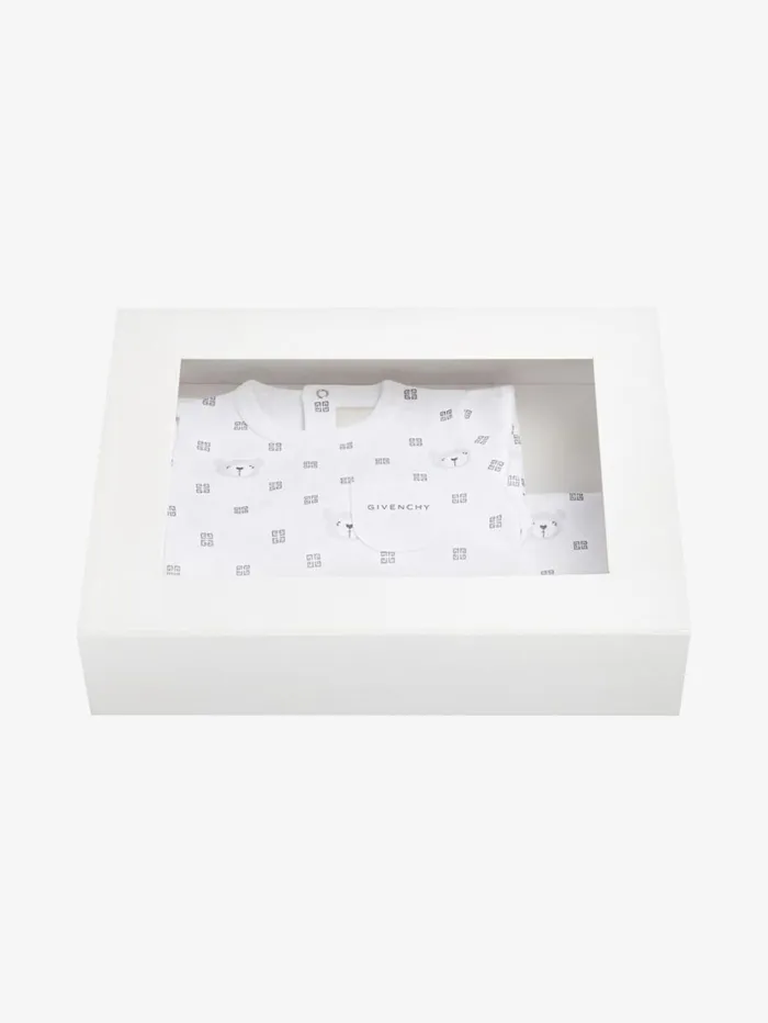 Givenchy Pyjamas Bib And Case In 4G Cotton Gift Set White WomenMen Baby 1 Month To 3 Years