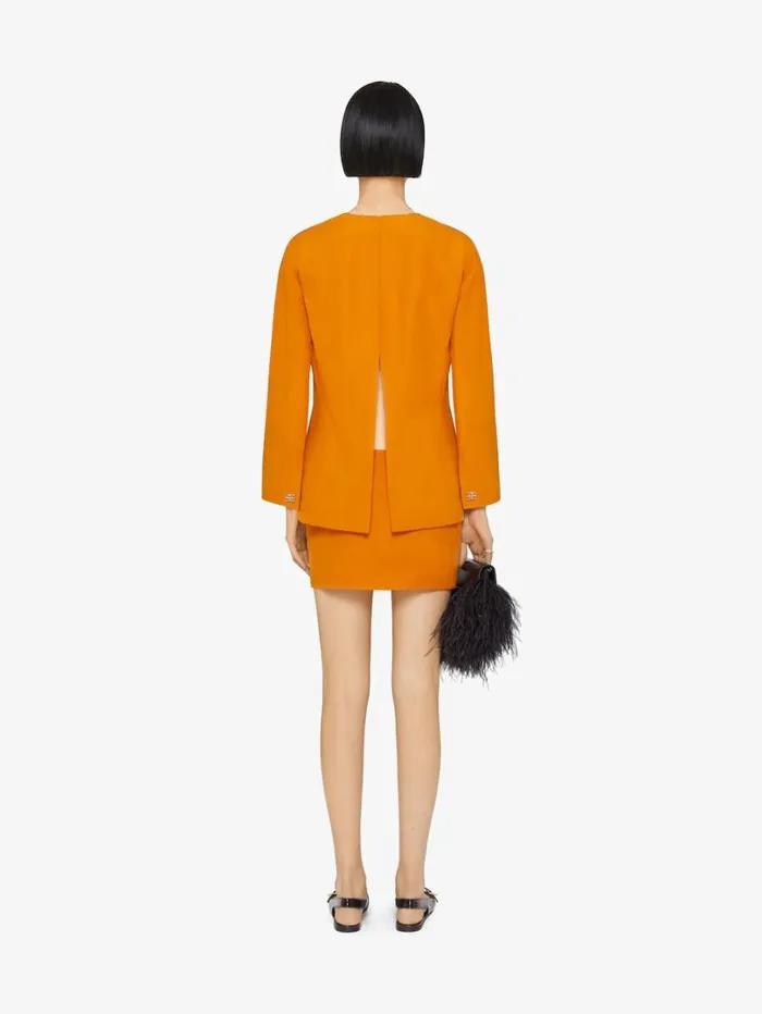 Givenchy Shirt In Linen And Silk With 4G Liquid Detail Dark Orange Women Tops and Shirts