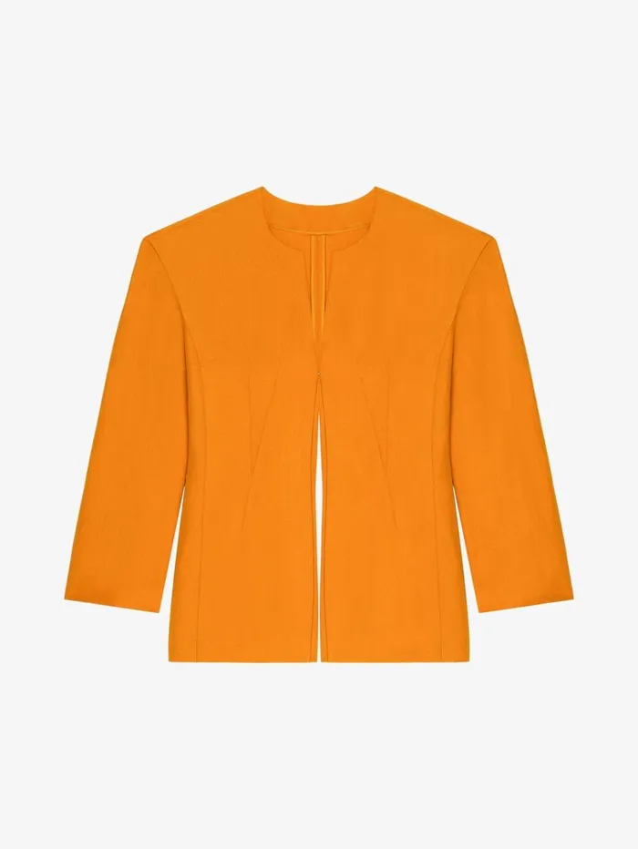 Givenchy Shirt In Linen And Silk With 4G Liquid Detail Dark Orange Women Tops and Shirts