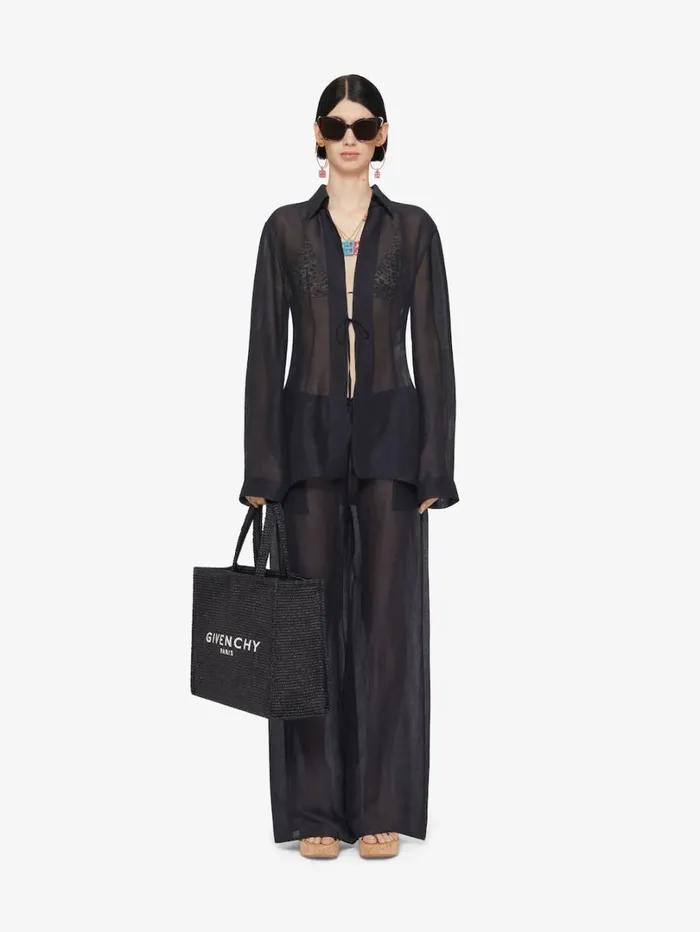 Givenchy Shirt In Silk And Linen Black Women Tops and Shirts