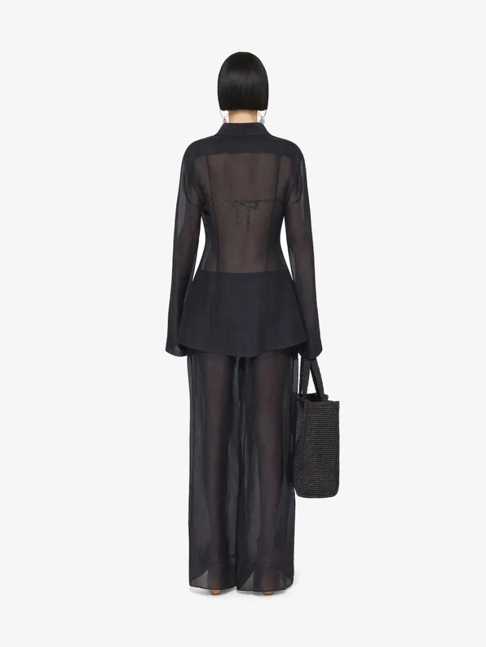 Givenchy Shirt In Silk And Linen Black Women Tops and Shirts