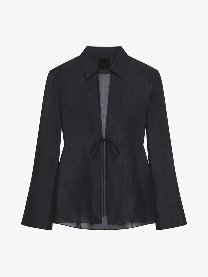Givenchy Shirt In Silk And Linen Black Women Tops and Shirts