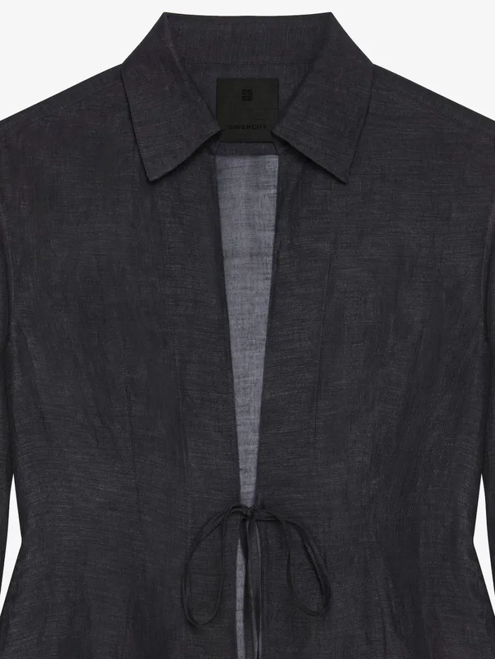 Givenchy Shirt In Silk And Linen Black Women Tops and Shirts