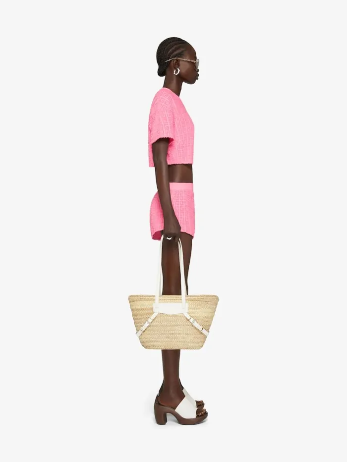 Givenchy Shorts In 4G Cotton Towelling Old Pink Women Pants and Shorts