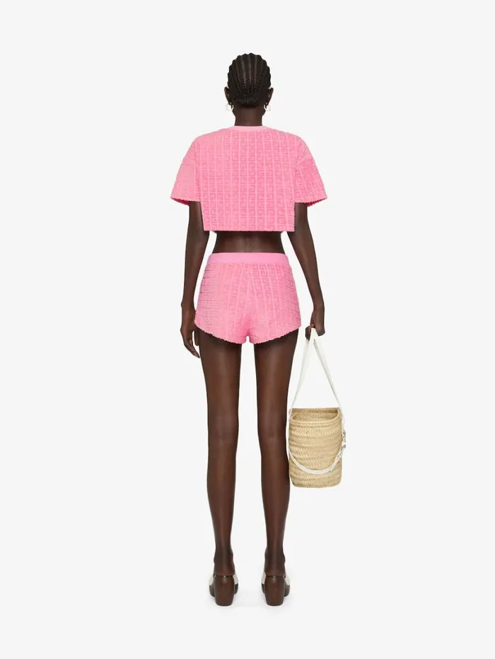 Givenchy Shorts In 4G Cotton Towelling Old Pink Women Pants and Shorts