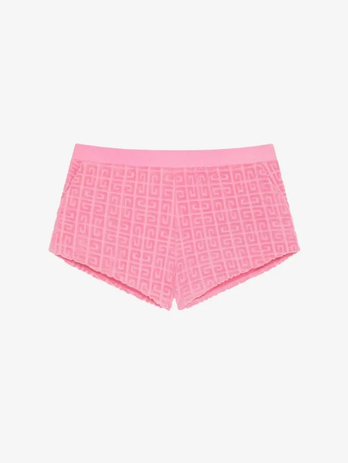 Givenchy Shorts In 4G Cotton Towelling Old Pink Women Pants and Shorts