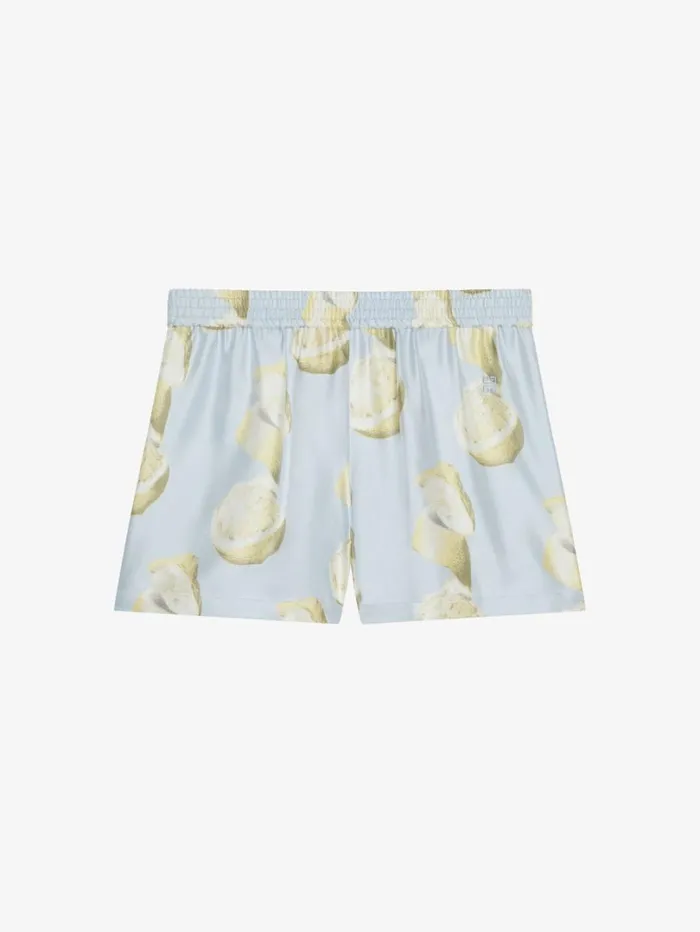 Givenchy Shorts In Silk With Lemon Print Blueyellow Women Pants and Shorts