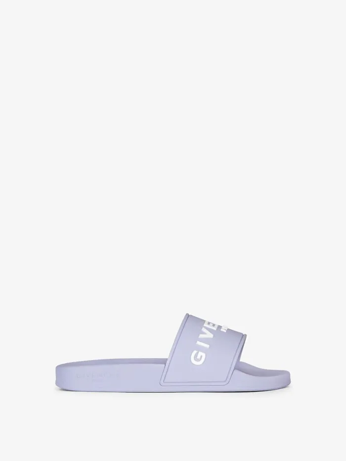 Givenchy Slide Flat Sandals In Rubber Lavender Women Slides and Sandals
