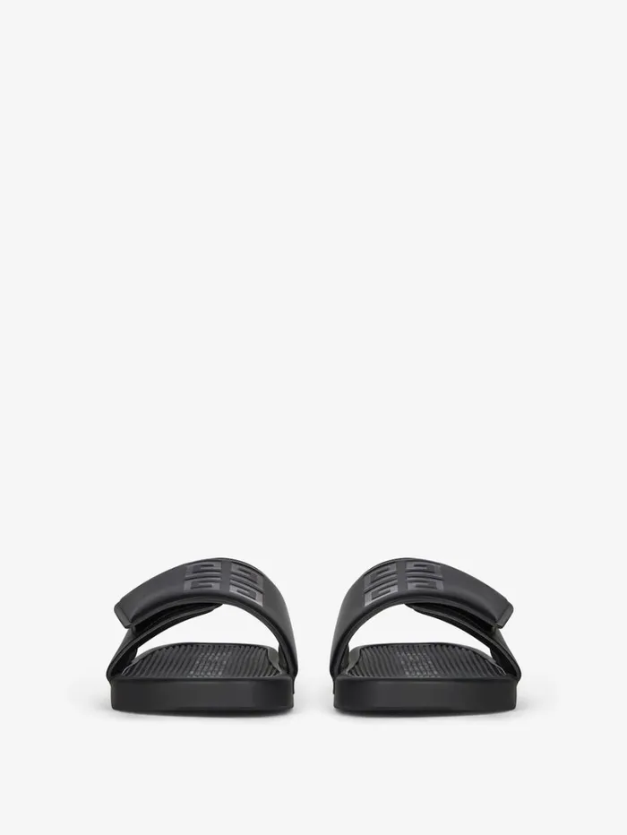 Givenchy Slide Flat Sandals In Synthetic Leather Blackwhite Men Slides and Sandals Givenchy Slide Flat Sandals In Synthetic Leather Blackwhite Men Slides and Sandals