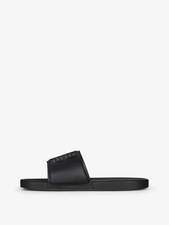 Givenchy Slide Flat Sandals In Synthetic Leather Blackwhite Men Slides and Sandals Givenchy Slide Flat Sandals In Synthetic Leather Blackwhite Men Slides and Sandals