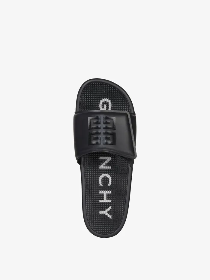 Givenchy Slide Flat Sandals In Synthetic Leather Blackwhite Men Slides and Sandals Givenchy Slide Flat Sandals In Synthetic Leather Blackwhite Men Slides and Sandals