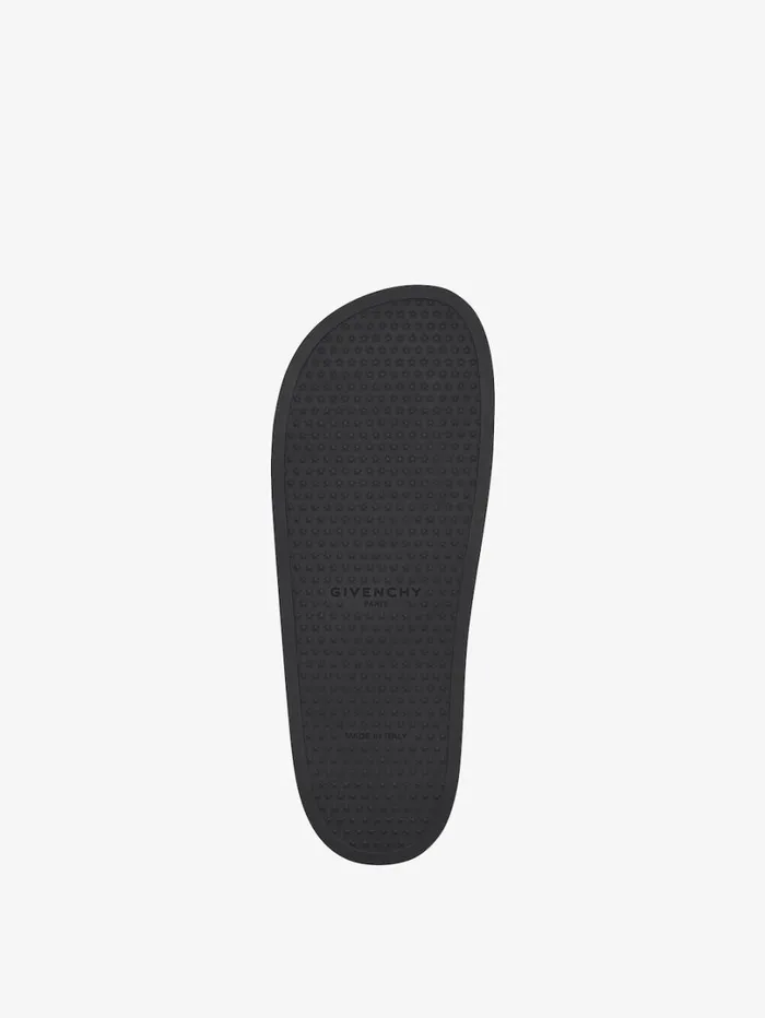 Givenchy Slide Flat Sandals In Synthetic Leather Blackwhite Men Slides and Sandals Givenchy Slide Flat Sandals In Synthetic Leather Blackwhite Men Slides and Sandals
