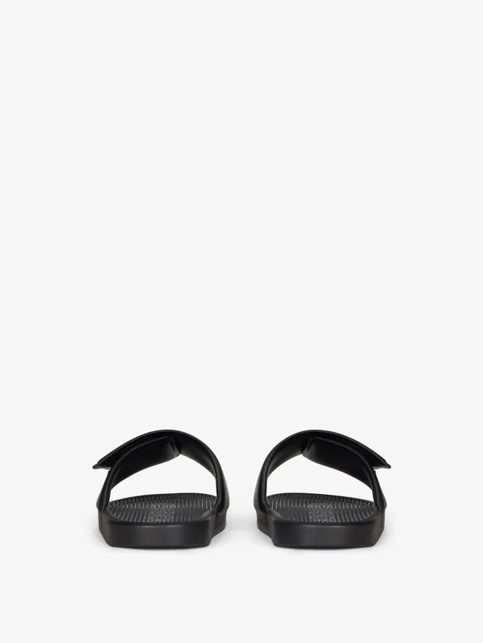 Givenchy Slide Flat Sandals In Synthetic Leather Blackwhite Men Slides and Sandals Givenchy Slide Flat Sandals In Synthetic Leather Blackwhite Men Slides and Sandals