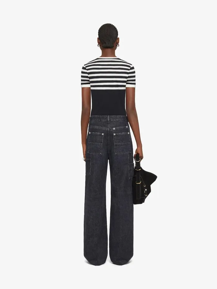 Givenchy Slim Fit 4G Striped Tshirt In Cotton Blackwhite Women TShirts