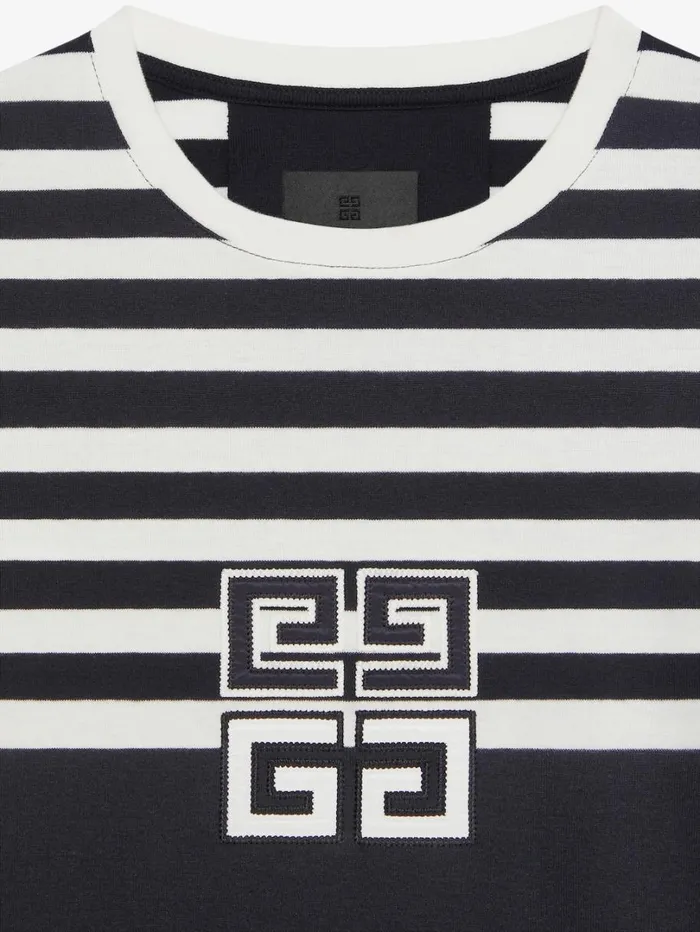 Givenchy Slim Fit 4G Striped Tshirt In Cotton Blackwhite Women TShirts