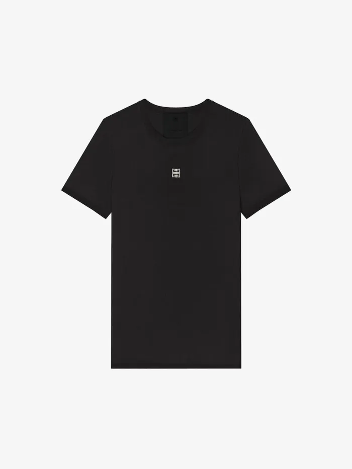 Givenchy Slim Fit Tshirt In Cotton With 4G Logo Black Women TShirts