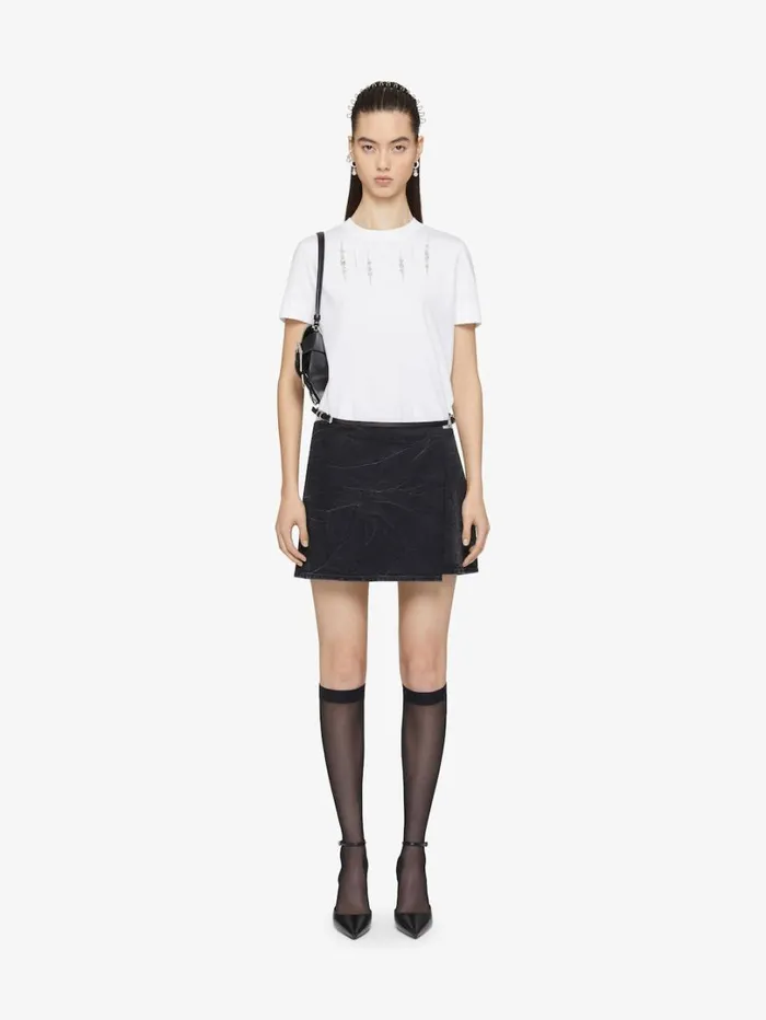 Givenchy Slim Fit Tshirt In Cotton With Crystals Whitesilvery Women TShirts