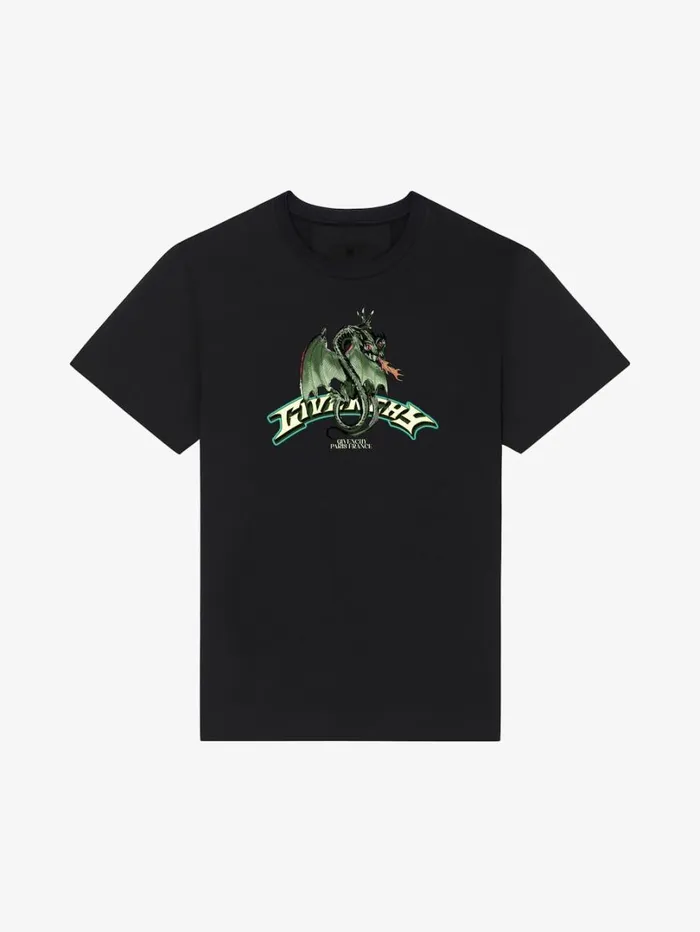 Givenchy Slim Fit Tshirt In Cotton With GIVENCHY Dragon Print Black Men TShirts Givenchy Slim Fit Tshirt In Cotton With GIVENCHY Dragon Print Black Men TShirts