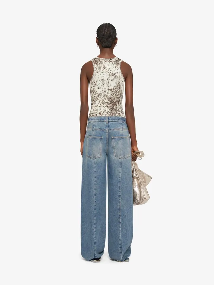 Givenchy Slim Fit Tank Top In Jersey With Snow Leopard Print Naturalbrown Women TShirts