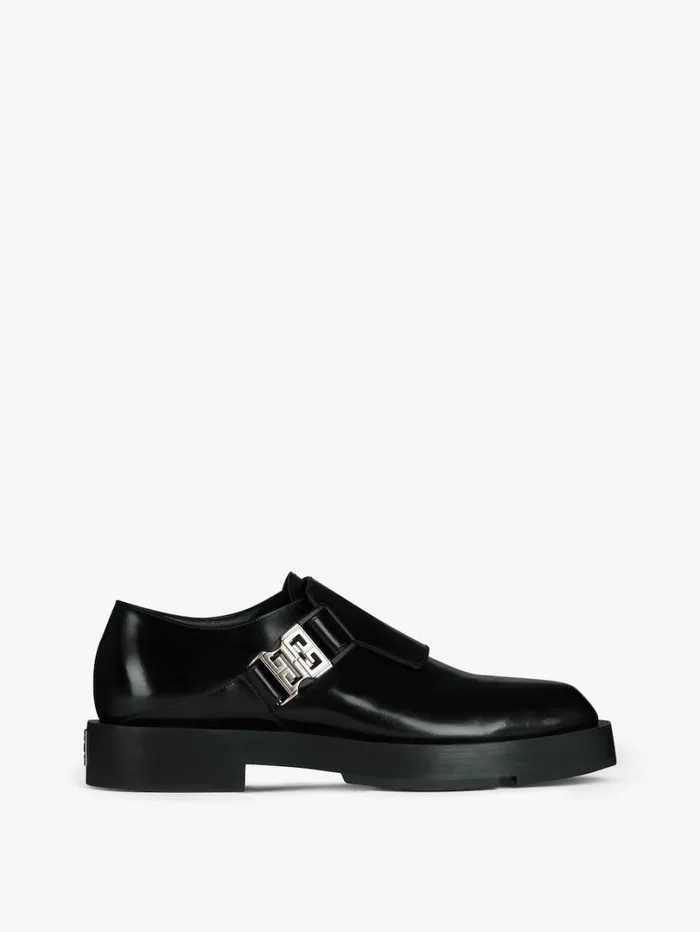 Givenchy Squared Derbies In Leather With 4G Buckle Black Men Boots and Loafers
