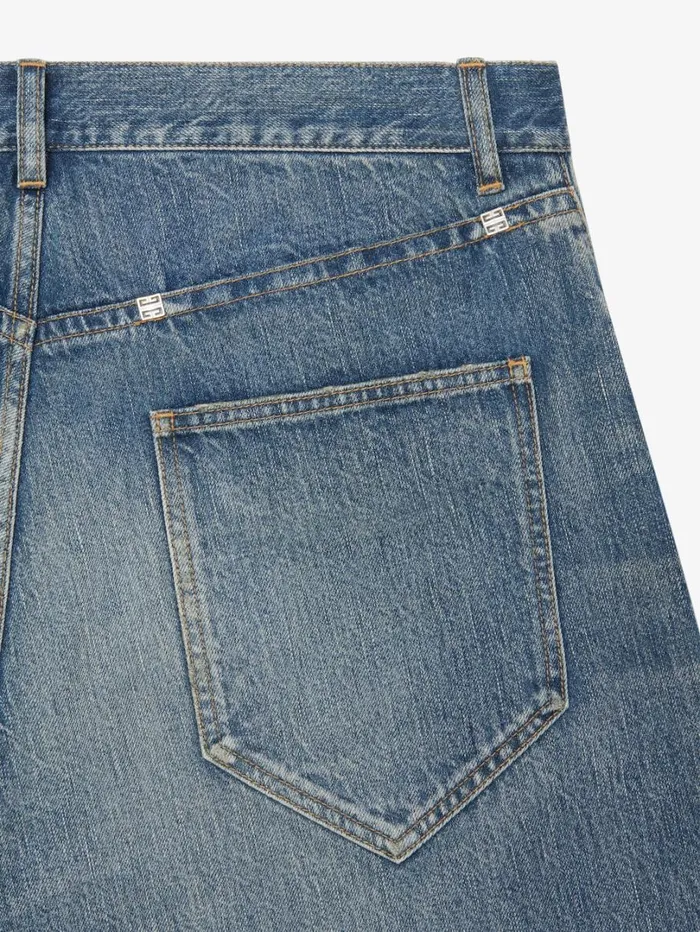 Givenchy Straight Fit Jeans In Washed Denim Medium Blue Men Pants and Shorts