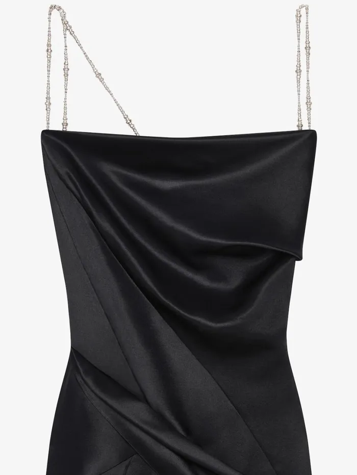 Givenchy Straps Dress In Satin With Pearls And Crystals Black Women Dresses