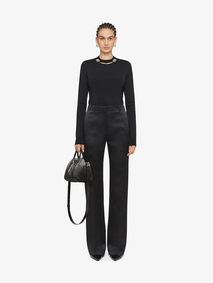 Givenchy Sweater In Punto Milano With Crystal Details Black Women Knitwear