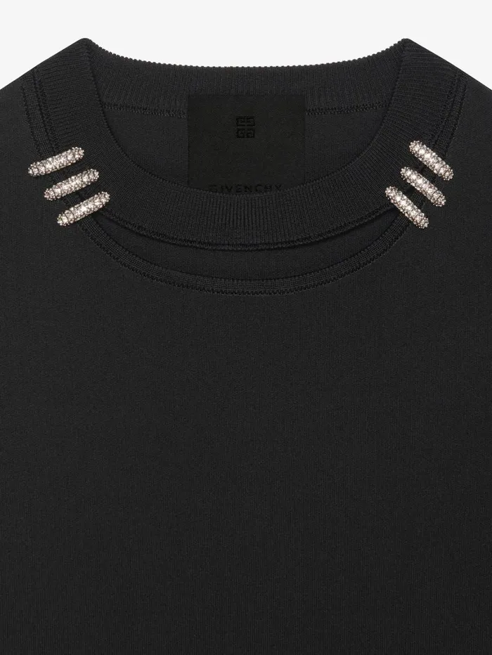 Givenchy Sweater In Punto Milano With Crystal Details Black Women Knitwear
