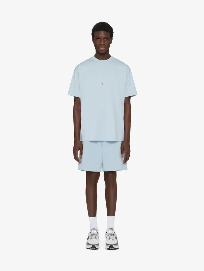 Givenchy Tshirt In Cotton With 4G Detail Sky Blue Men TShirts