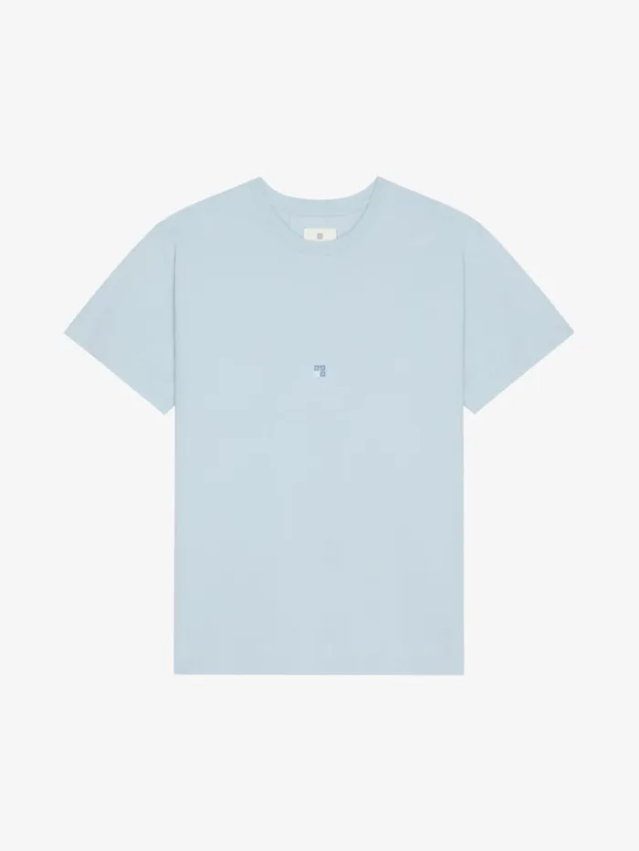 Givenchy Tshirt In Cotton With 4G Detail Sky Blue Men TShirts
