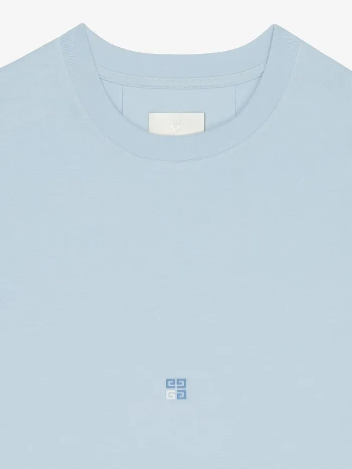 Givenchy Tshirt In Cotton With 4G Detail Sky Blue Men TShirts