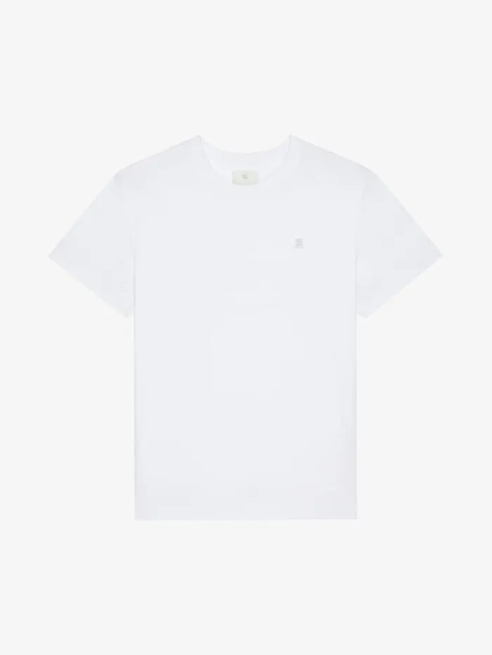 Givenchy Tshirt In Mercerized Cotton With 4G Detail White Men TShirts