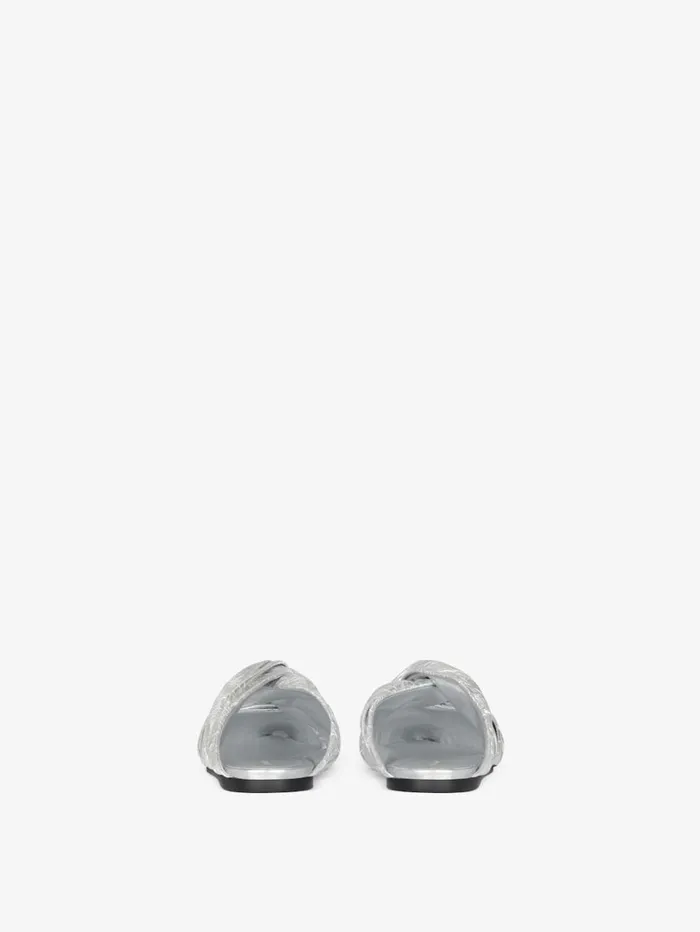 Givenchy Twist Flat Mules In Laminated Leather Silvery Women Slides and Sandals Givenchy Twist Flat Mules In Laminated Leather Silvery Women Slides and Sandals