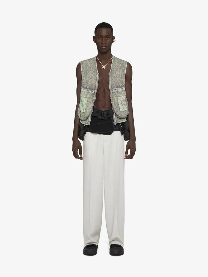 Givenchy Vest With Crackled Effect Medium Grey Men Outerwear and Blousons
