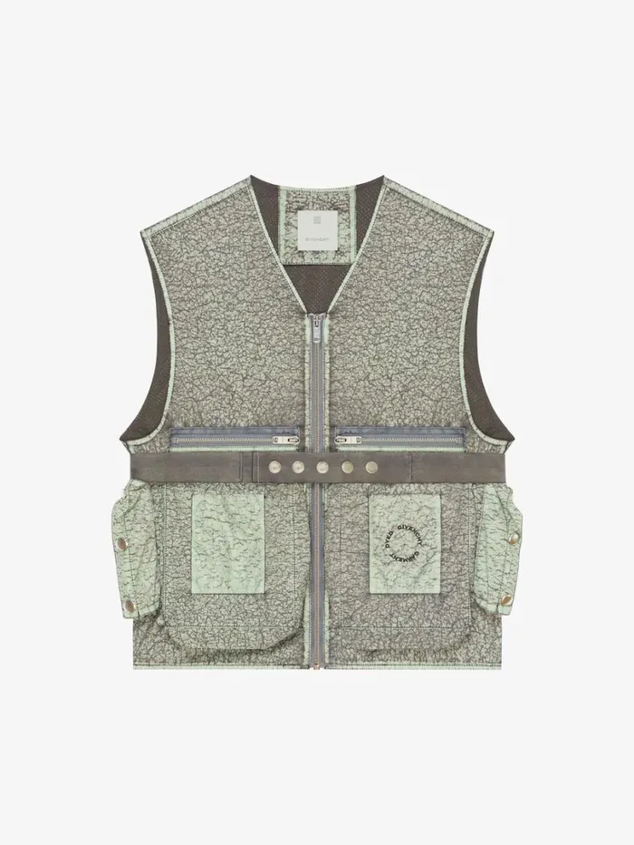 Givenchy Vest With Crackled Effect Medium Grey Men Outerwear and Blousons