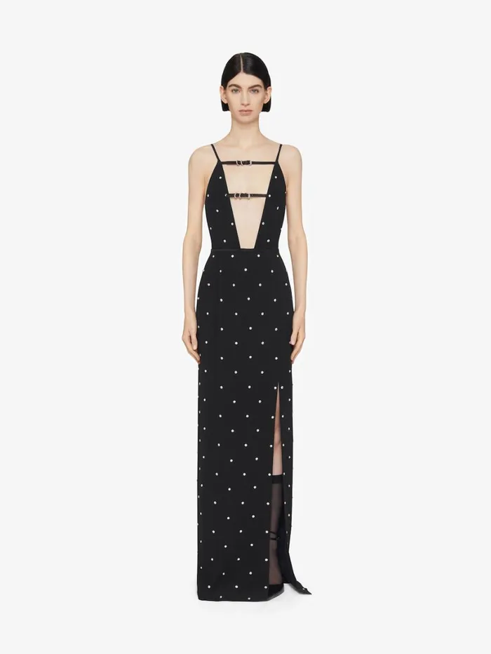 Givenchy Voyou Evening Dress In Crepe And Satin With Crystals Black Women Dresses