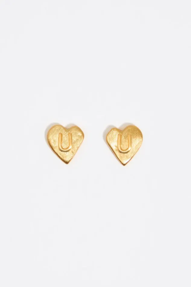 Gold Heart Letter U Earrings Gold Women Bimba Y Lola Alphabet