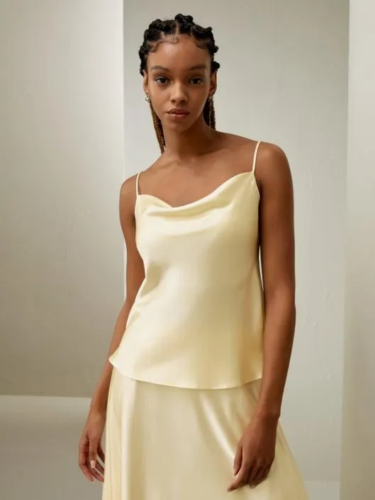 Golden Cocoon Cowl Neck Camisole Women Lilysilk Tops