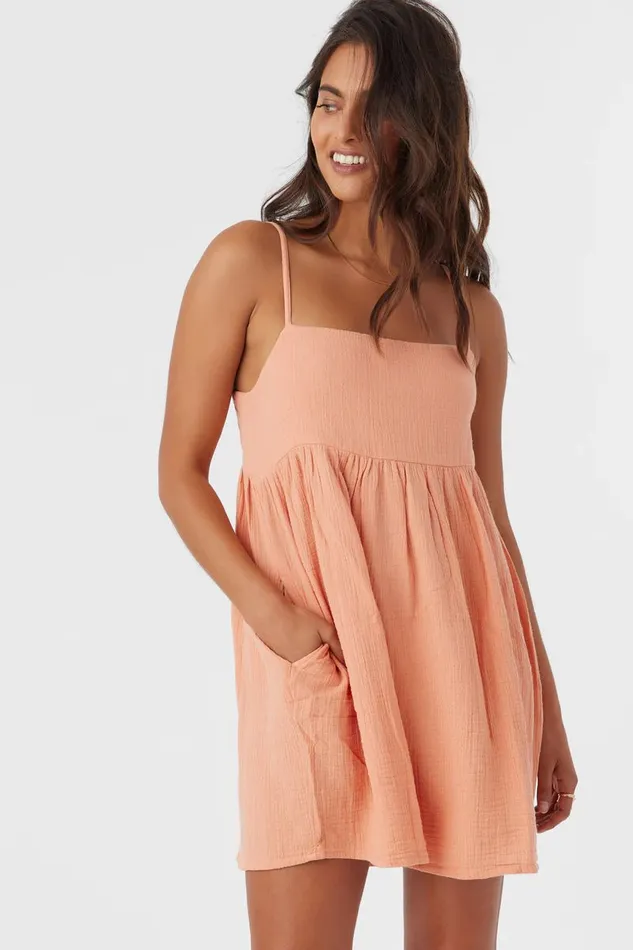 HADIA CRINKLE DOUBLE GAUZE MINI DRESS Canyon Sunset Women O039NEILL Collections