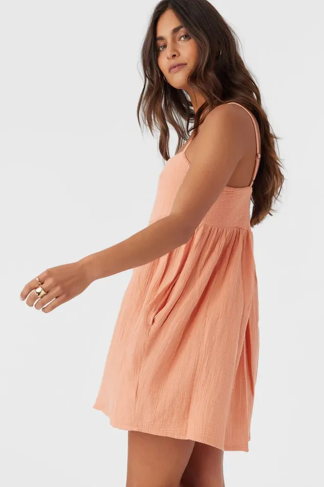 HADIA CRINKLE DOUBLE GAUZE MINI DRESS Canyon Sunset Women O039NEILL Collections