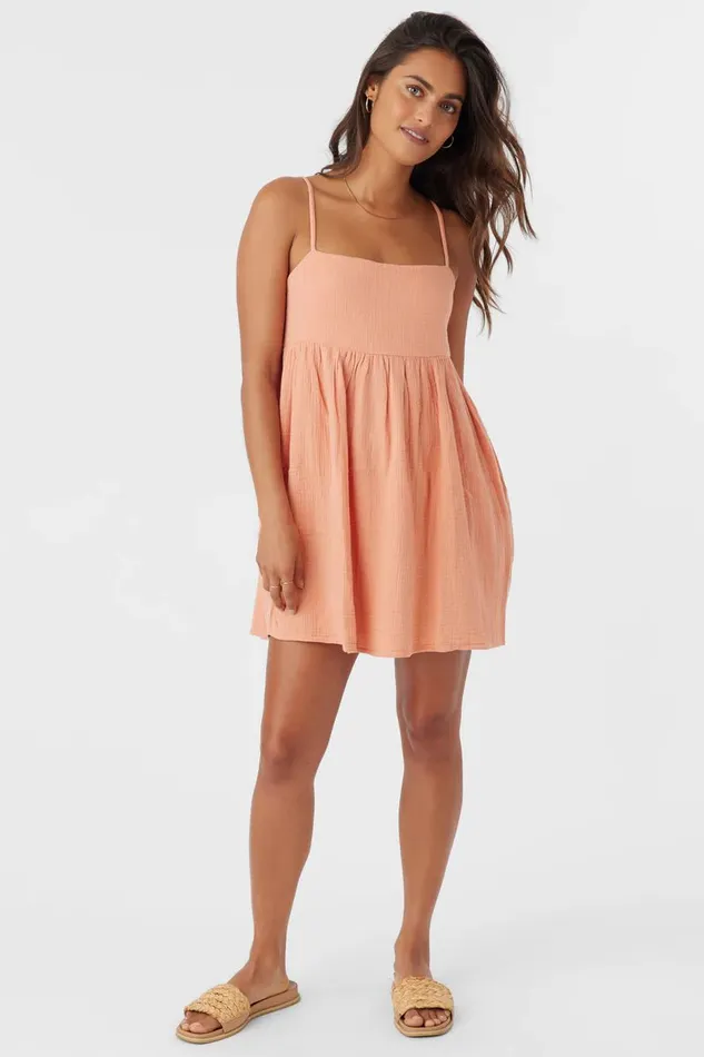 HADIA CRINKLE DOUBLE GAUZE MINI DRESS Canyon Sunset Women O039NEILL Collections