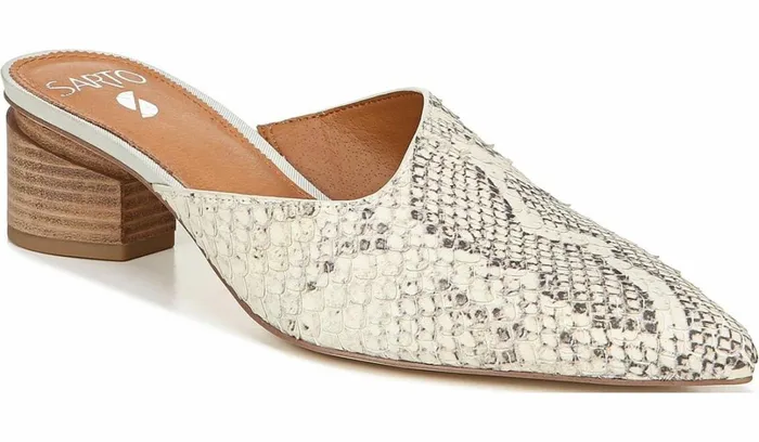 Heels Women Franco Sarto Sarto Visa 2 Mule Natural Snake Print Leather