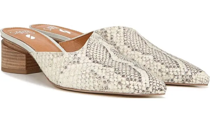 Heels Women Franco Sarto Sarto Visa 2 Mule Natural Snake Print Leather